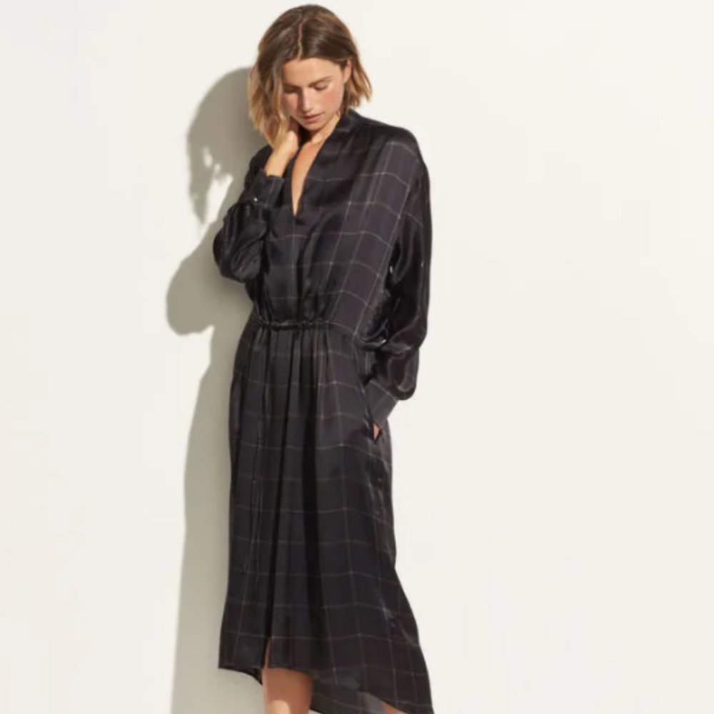 Vince. Grid Plaid Wrap Dress